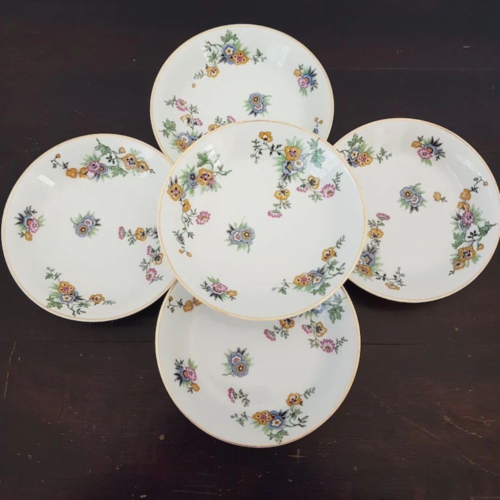 5pc Bernardaud Limoges Floral Pasta Coupe Bowls